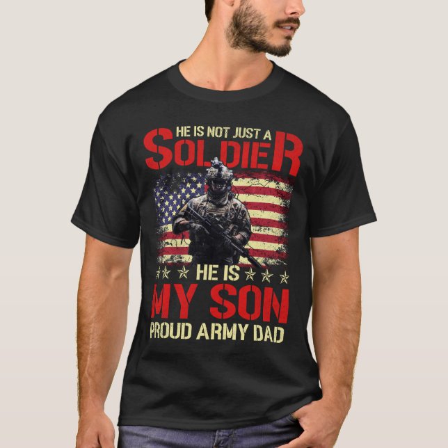 Min son är soldat Proud Army Pappa - militärt fart T Shirt (Framsida)