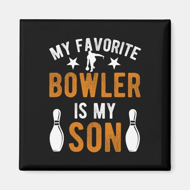 Min son Bowling Pappa i en Bowlareare Pappa Bowlin Magnet (Framsidan)