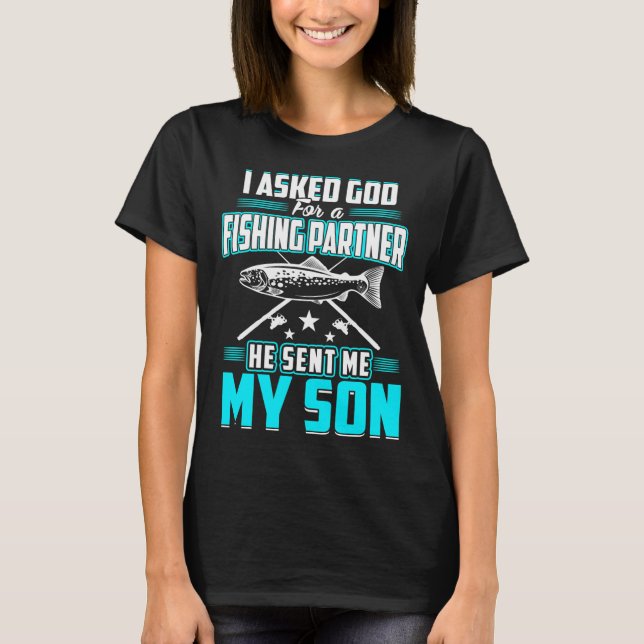 Min son fiskarpartner skjorta fisk fiskare t shirt (Framsida)