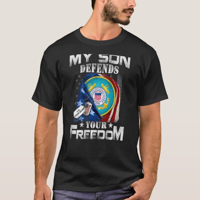 Min son försvarar ditt frihetskämpe Kusten Pappa K T Shirt (Framsida)