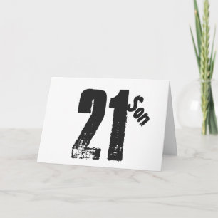 Min son fyller 21 år, vit och svart. kort
