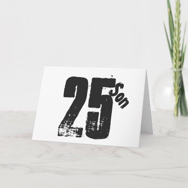 Min son fyller 25 år, vit och svart. kort (Framsida)