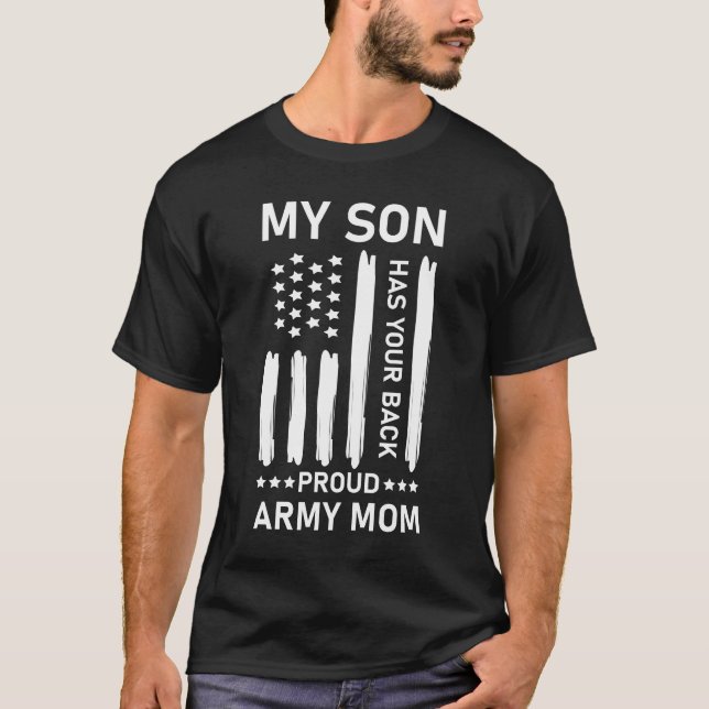 Min son har din back Proud Army Mamma - USA Amerik T Shirt (Framsida)