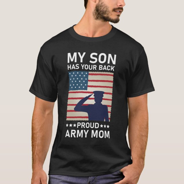 Min son har din back Proud Army Mamma - USA Amerik T Shirt (Framsida)