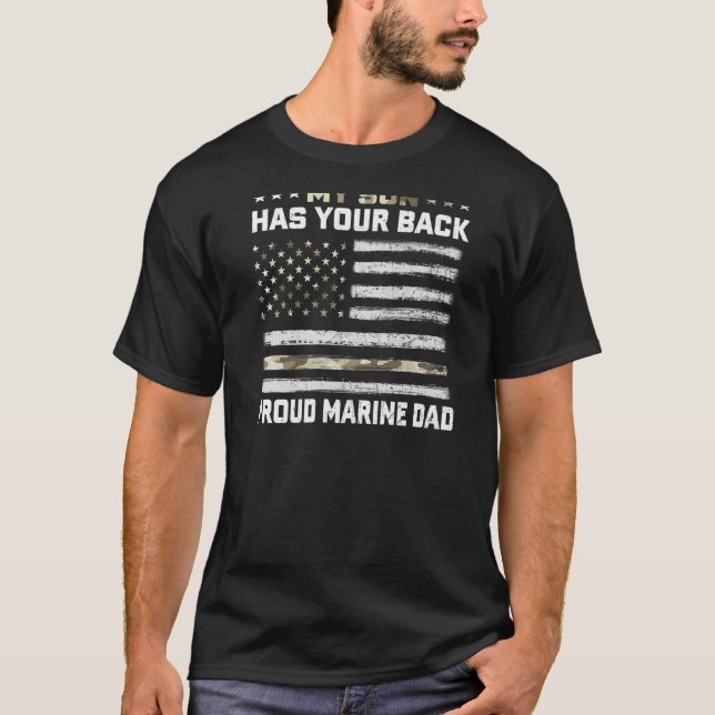 Min son har ditt marina Pappa-kamouflage T Shirt (Framsida)