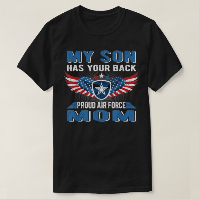 Min son har er stolthet över Luft Force Mamma  T Shirt (Design framsida)