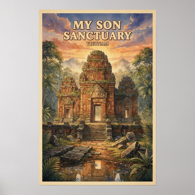 Min Son-helgedom Vietnam Vintage Resa Poster (Framsidan)