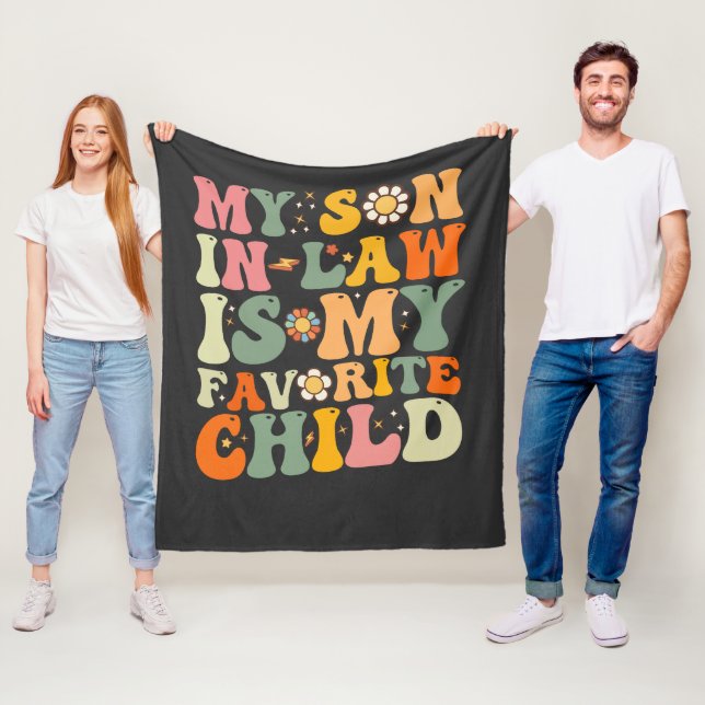 Min son i juridik är min favoritbarn Retro Groovy Fleecefilt (På plats)