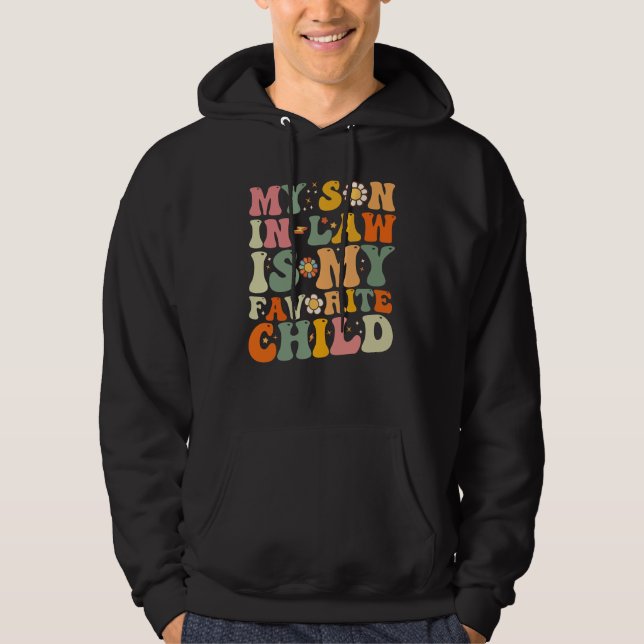Min son i juridik är min favoritbarn Retro Groovy Hoodie (Framsida)