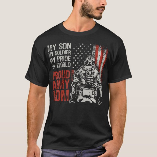 Min son Min soldat Hero Proud Army Mamma US Militä T Shirt (Framsida)