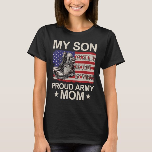 Min son Min soldat mitt Pride Hero Proud Mamma T Shirt (Framsida)