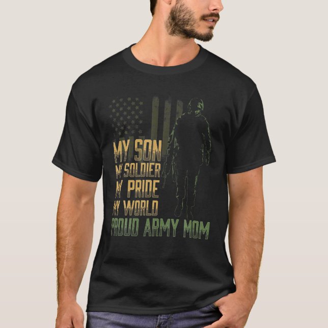 Min son Min soldat Proud-armén Mamma militärMor T Shirt (Framsida)