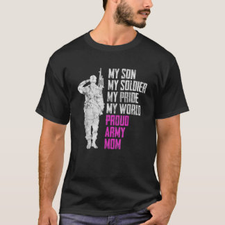 Min son Min soldat Proud-armén Mamma militärMor T Shirt
