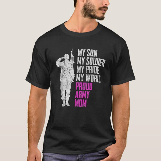 Min son Min soldat Proud-armén Mamma militärMor T Shirt (Framsida)