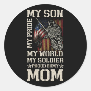 Min son Mitt Pride min värld Min soldat Proud Army Runt Klistermärke