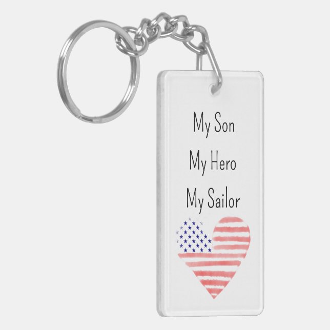 Min son My Hero Min Sailor US NAVY Mamma Keychain (Vänstra Framsidan)