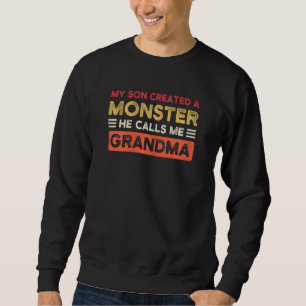 Min son Skapade en monster Granny Lång Ärmad Tröja