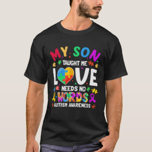 Min son Taught Me Kärlek Autistic Boy Autism Aware T Shirt
