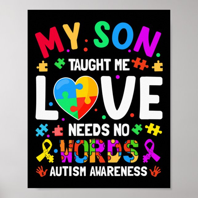 Min son taught mig Kärlek behöver ingen Ord-autism Poster (Framsidan)