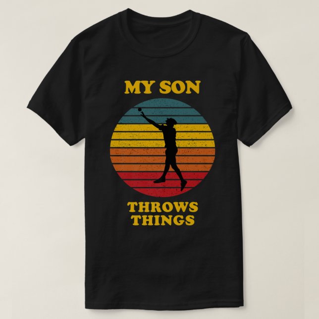 Min son Throws Sak Track Parents Shotput Premium T Shirt (Design framsida)
