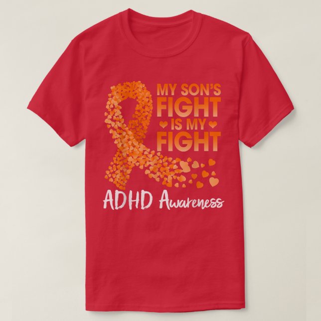Min sons kamp är min dag för ADHD-medvetandegörand T Shirt (Design framsida)