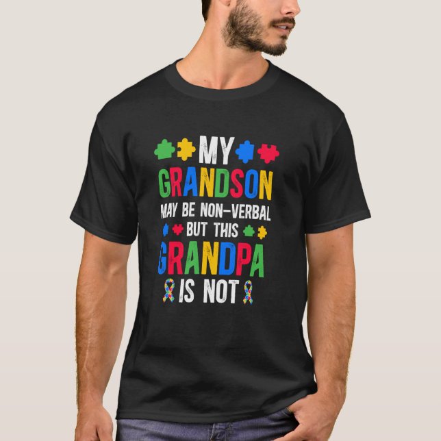 Min sonson stolt autism farfar autism krigare t shirt (Framsida)