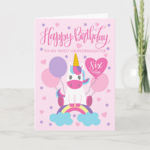 Min sonsons enhörning på regnbåge 6-årsdag kort