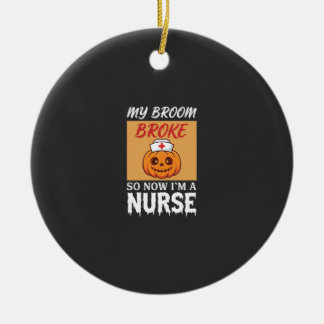 Min sopkvast gick sönder sjuksköterska Halloween Julgransprydnad Keramik