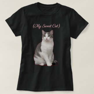 Min söta katt Grå Vit Foto Design T Shirt