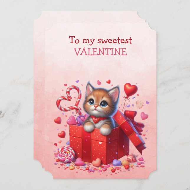 Min sötaste Valentine Kitten i en låda Julkort (Fram/baksida)