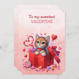 Min sötaste Valentine Kitten i en låda Julkort