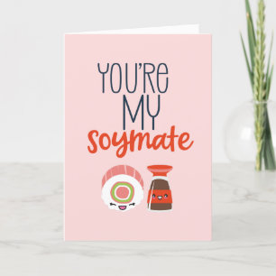 Min Soymate Japansk Food Pun Funny Valentine Day Helgkort
