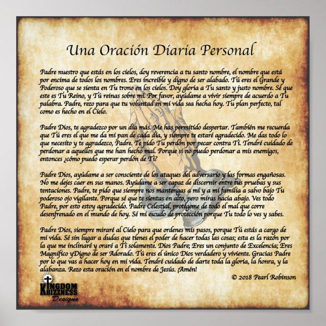 Min spanska dagliga bönesamling poster 8x10 (Framsidan)