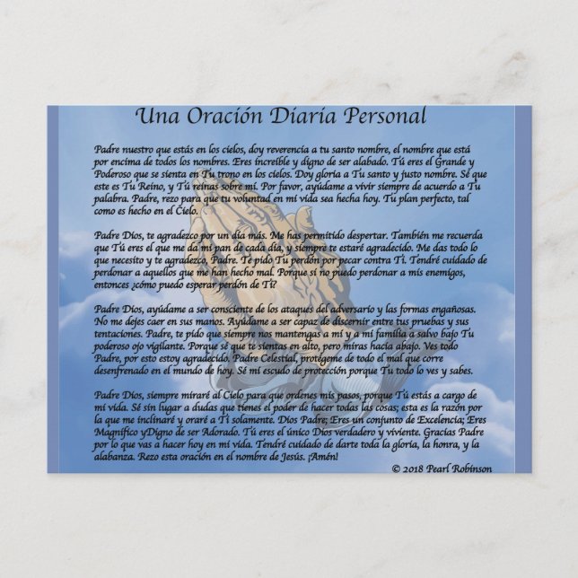 Min spanska samling för daglig bön vykort (Framsida)