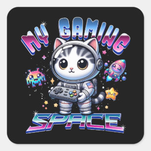 MIN SPELRUTA - KAWAII-UTRYMME CAT FYRKANTIGT KLISTERMÄRKE