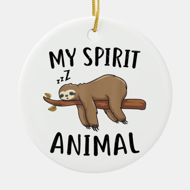 Min Spirit Animal Fynny Sloth Gift Julgransprydnad Keramik (Framsidan)