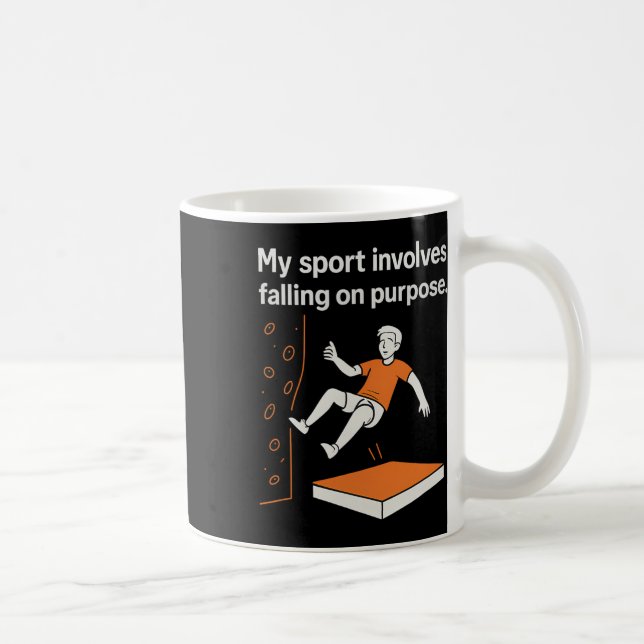 Min sport innebär att jag faller med flit Klätterh Kaffemugg (Höger)