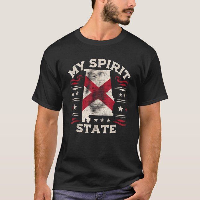 Min spritstat Alabama Flagga Karta USA T Shirt (Framsida)