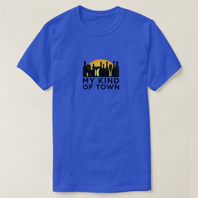 Min stad A med vin och öl formad av T Shirt (Design framsida)
