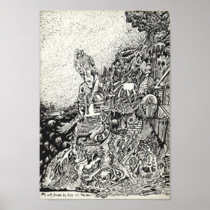 Min stad drivs av brand i havet. poster