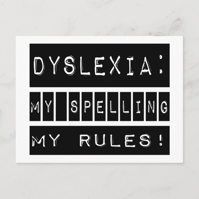 Min stavning mitt Regler! Dyslexic Vykort (Framsida)