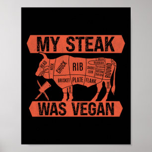 Min stek var Vegan-nyj Kött Eater Steak Älskare Poster