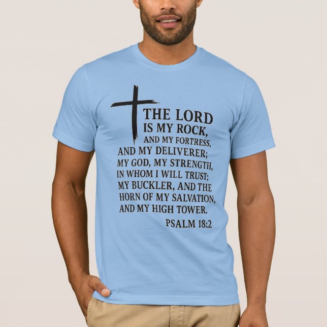 Min Sten, min fästning - Psalm 18:2 T-Shirt (Framsida)