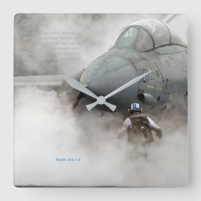 "Min sten" - Psalm144:1 - 2 Fyrkantig Klocka (Framsida)