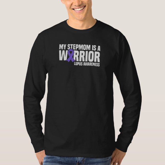 Min Stepmamma är en Warrior Lila Ribbon Lupus Awar T Shirt (Framsida)