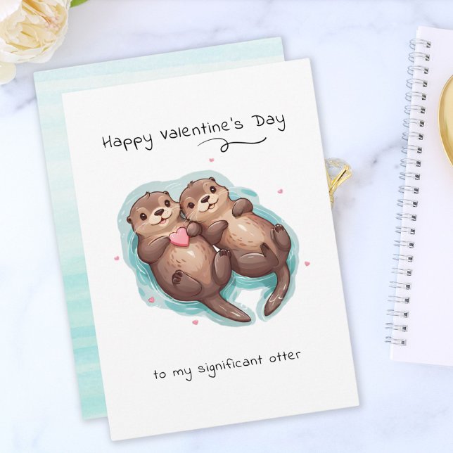 Min stora, otäcka, otäcka hjärtans dag julkort (My Significant Otter Animal Punny Valentine's Day Holiday Card)