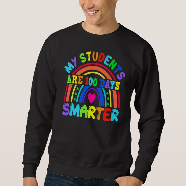 Min Studenter är 100 dagar smartare cute Rainbow F Lång Ärmad Tröja (Framsida)