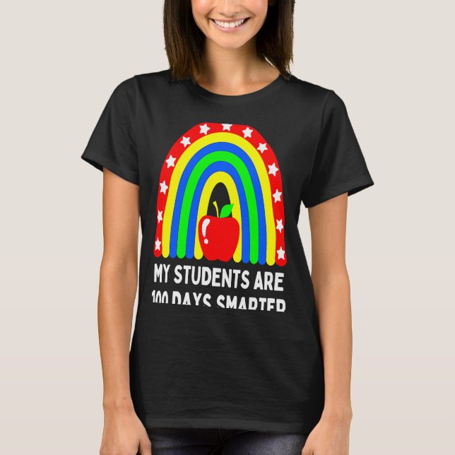 MIN STUDENTER ÄR 100 DAGAR SMARTER CUTE BOHO RAINB T SHIRT (Framsida)