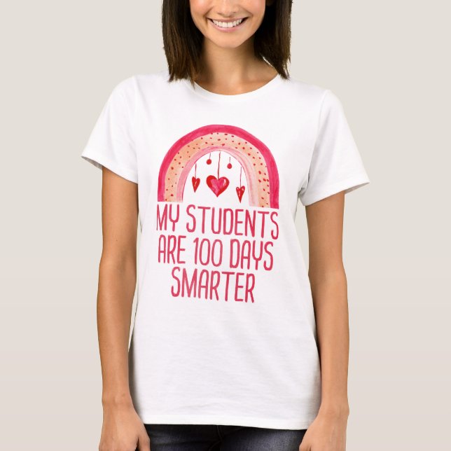 Min Studenter är 100 dagar Smarter Rainbow Teacher T Shirt (Framsida)