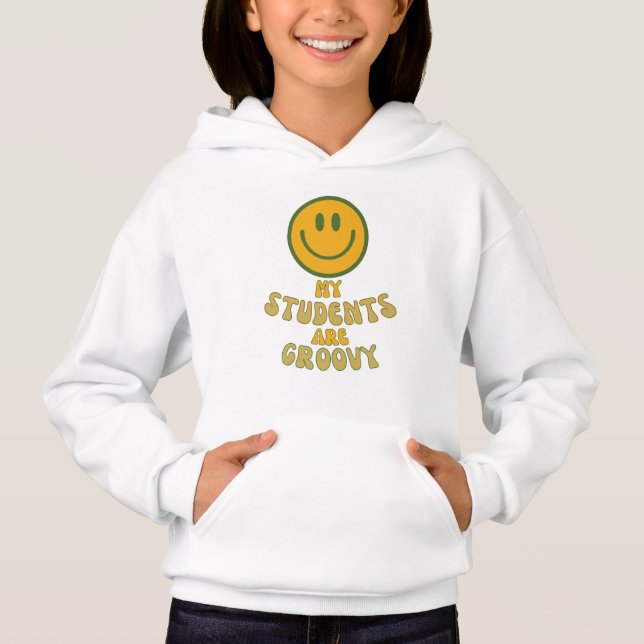Min Studenter är Groovy - Retro Smiley face Lärare T Shirt (Framsida)